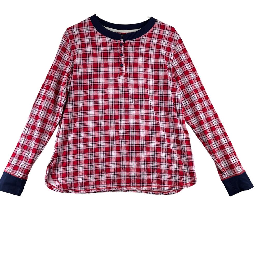 Simply Vera Wang Red Navy Plaid Sleep Shirt Women's Large Holiday Christmas